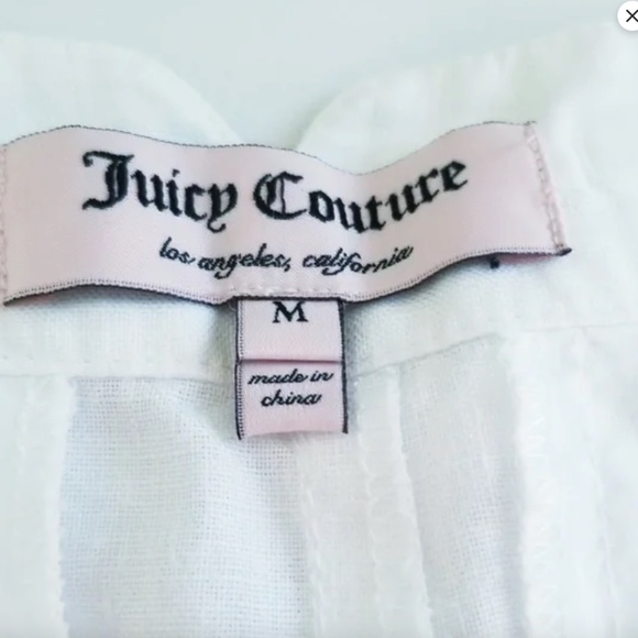 Juicy Couture White Linen Pants 100% Linen Exterior Adjustable drawstring and - Picture 6 of 13